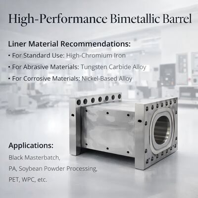 جودة  Nickel Alloy Twin Screw Extruder Barrel with Wear and Corrosion Resistance for High Performance مصنع