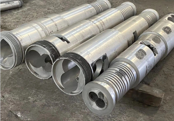 38CrMoAl برغي مزدوج مخروطي وبرميل 65/132 لملف الأنبوب PVC WPC Spc