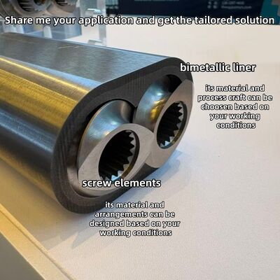 برميل المسمار المقاوم للتآكل مع غطاء سبيكة Ni60 لتحسين مقاومة الارتداء في محركات التنسيق المزدوجة